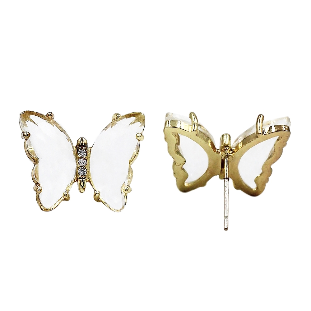 Transparent simple colorful crystal butterfly earrings